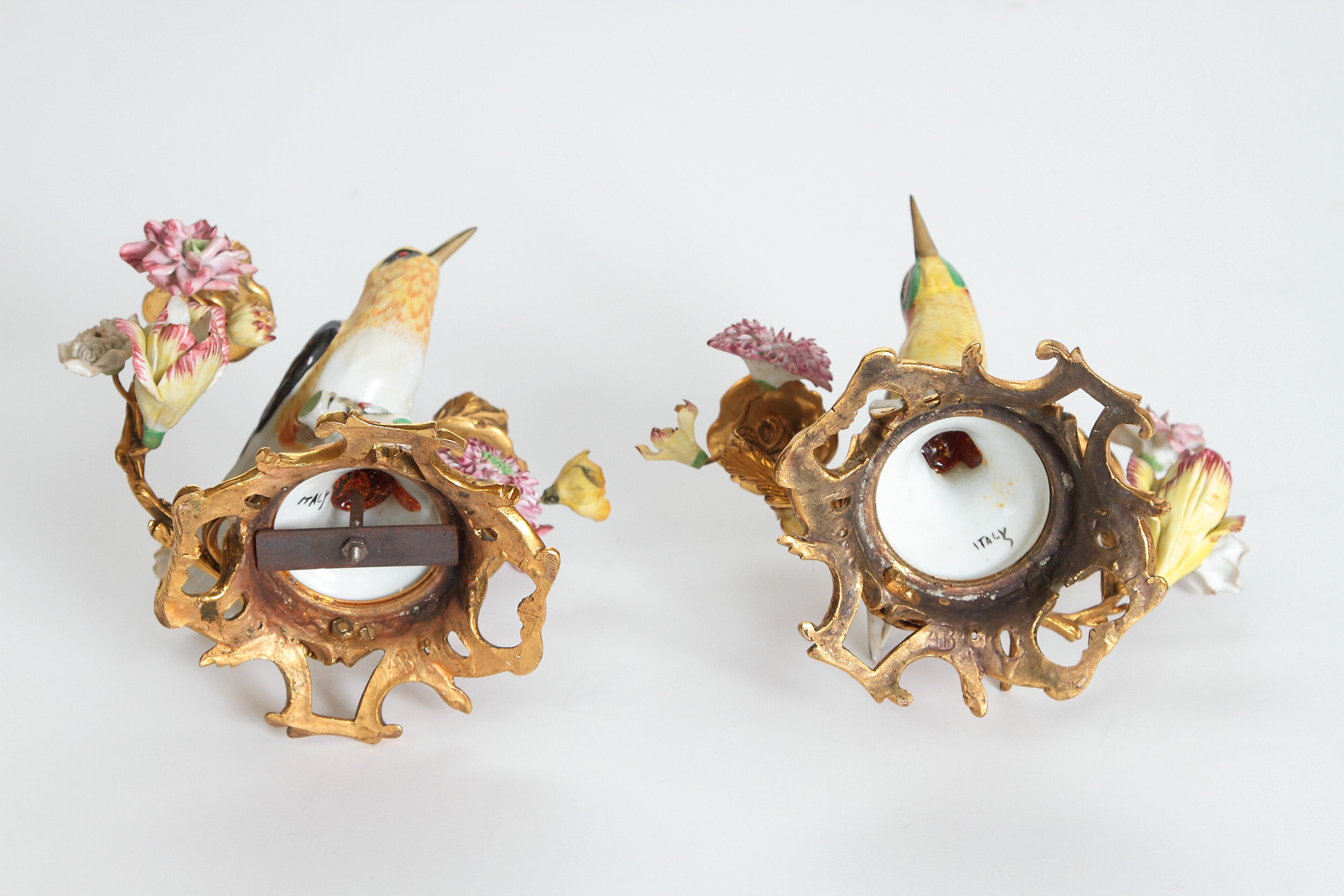Pair of Early 20th Century Italian Porcelain Birds Mounted as Candelabra 9