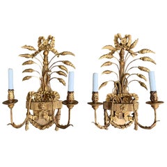 Pair of Early 20th Century Italian Style Giltwood Sconces, Possibly Caldwell