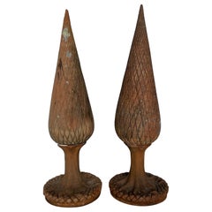 Pair of Early 20th Century Italian Terracotta Cypress Finials