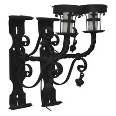 Pair of Early 20th Century Italian Wrought Iron Wall Sconces