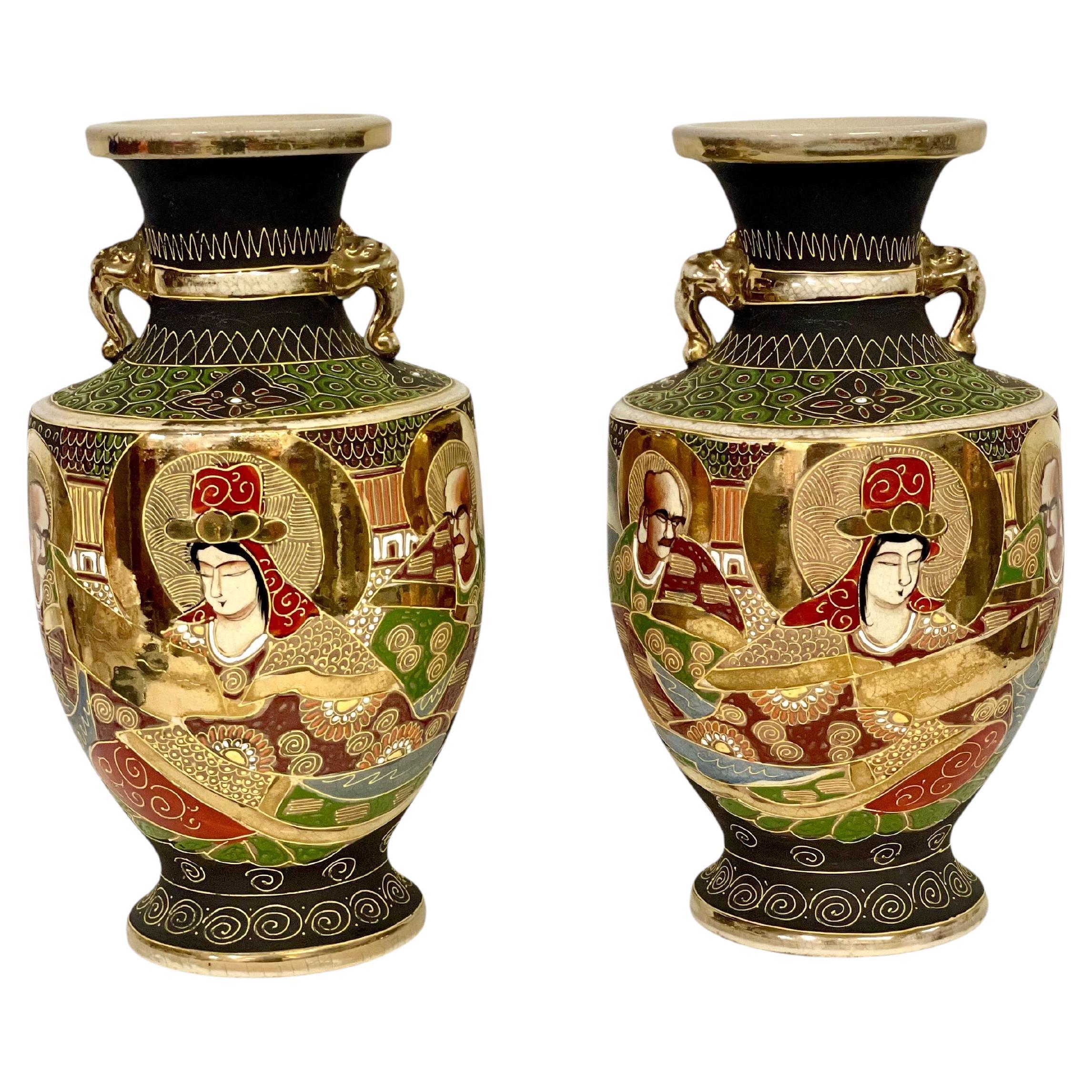 Pair of Early 20th Century Japanese Satsuma Vases