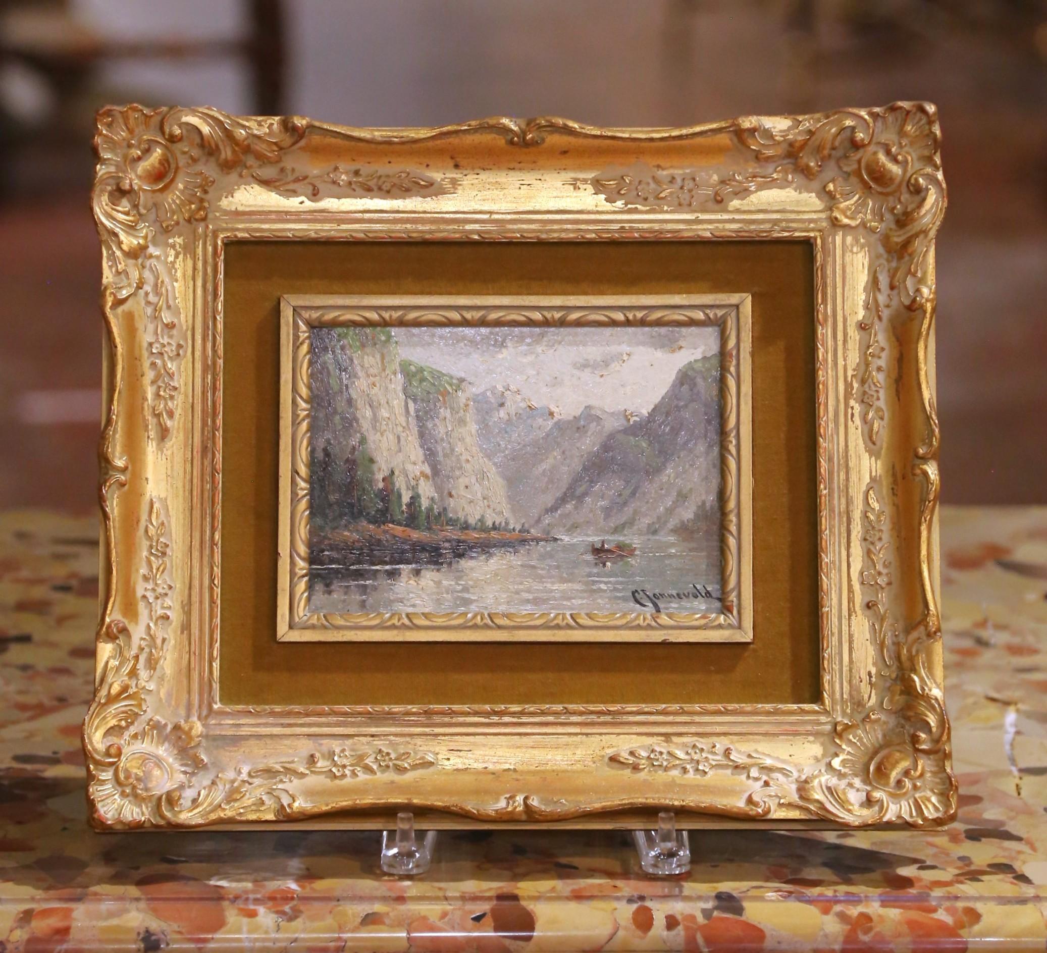 Pareja de óleos de paisajes de principios del siglo XX firmados C. Jonnevold Francés en venta