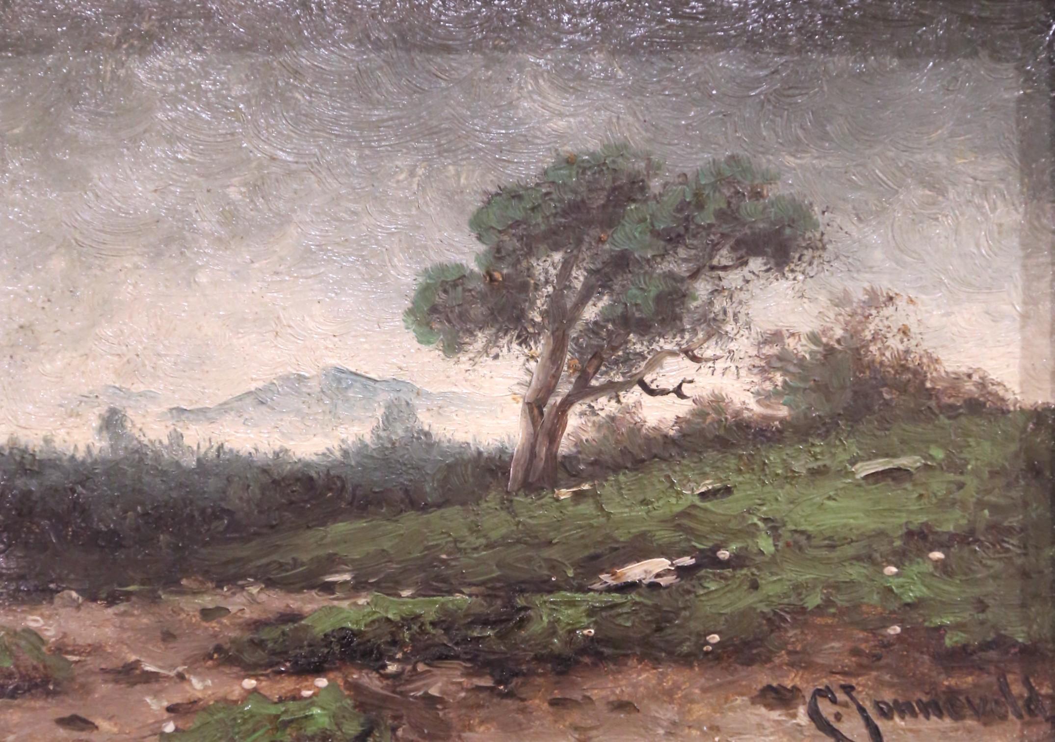 Pareja de óleos de paisajes de principios del siglo XX firmados C. Jonnevold en venta 2