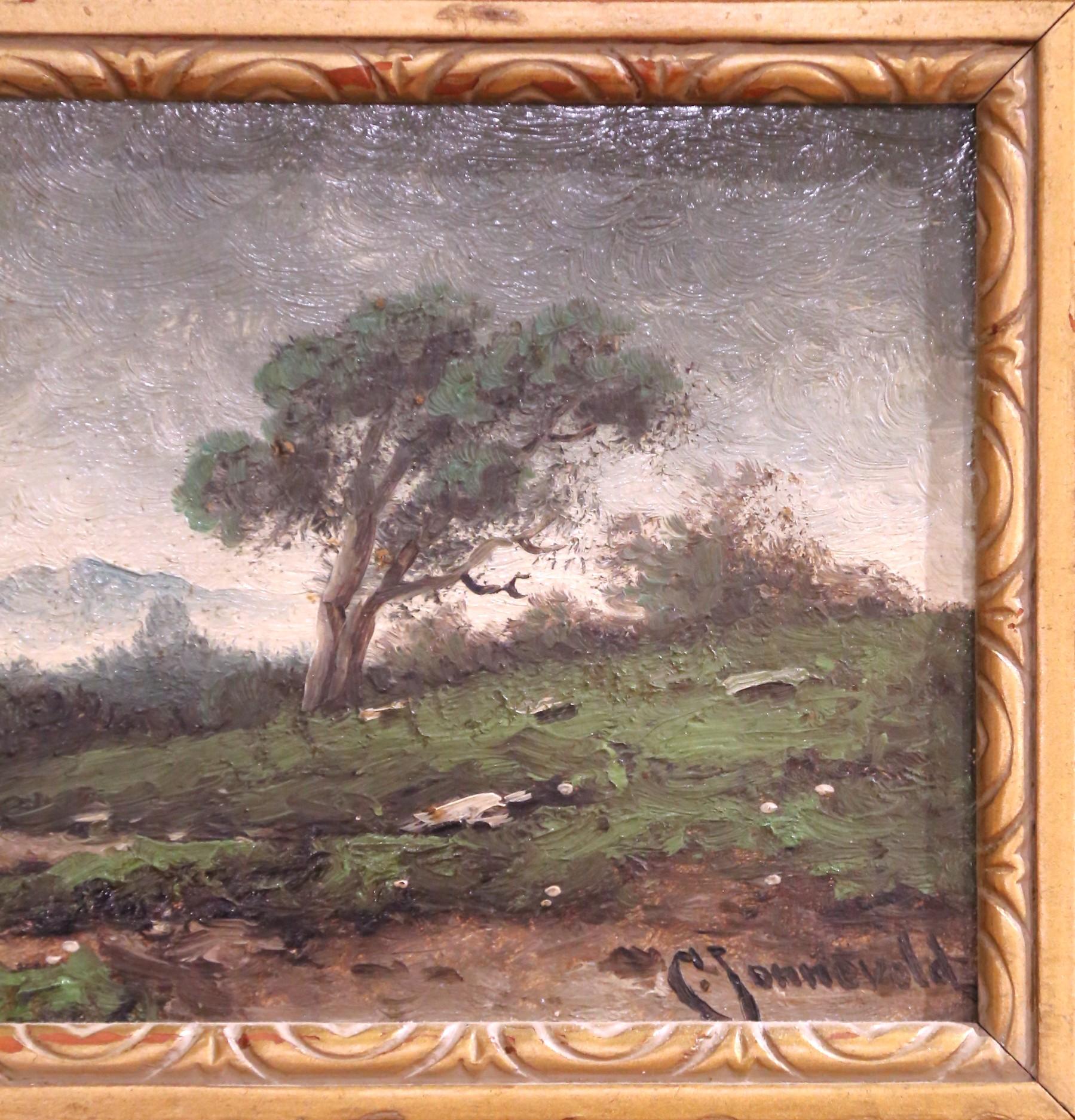 Pareja de óleos de paisajes de principios del siglo XX firmados C. Jonnevold en venta 3