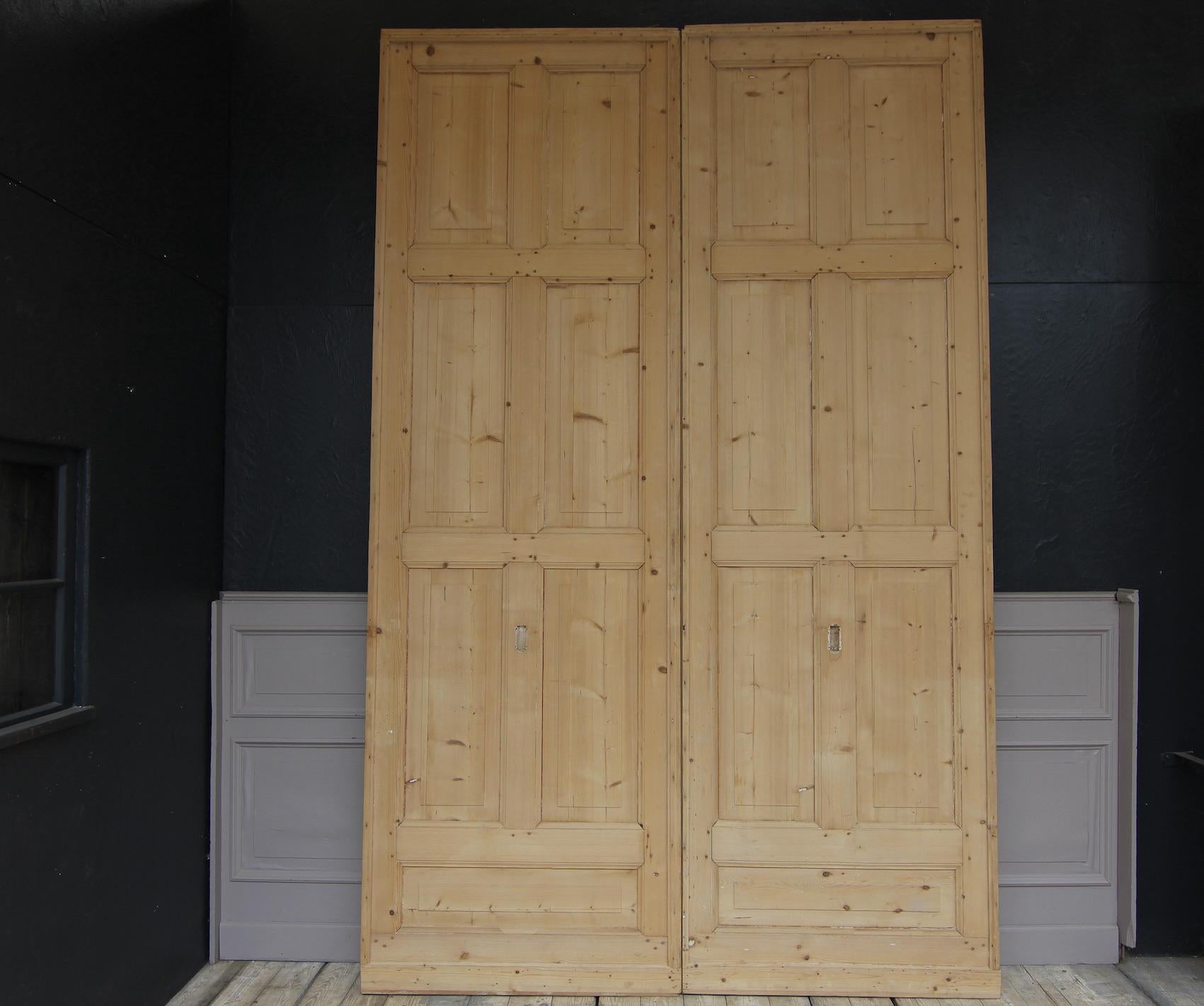 Swiss Pair of Early 20th Century Large Pine Sliding Doors from Switzerland For Sale