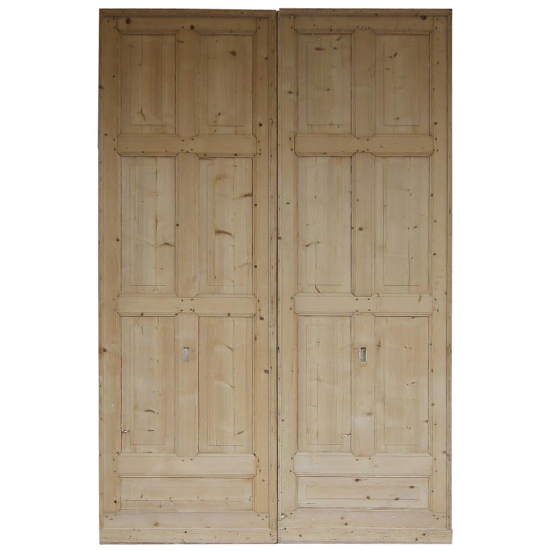 Pair of Early 20th Century Large Pine Sliding Doors from Switzerland