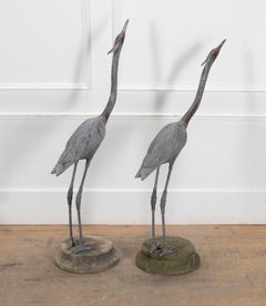 Coppia di aironi di piombo dei primi del Novecento