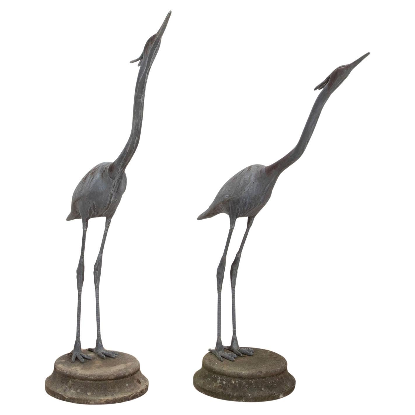 Pair of Early 20th Century Lead Herons