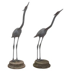 Pareja de garzas de plomo de principios del siglo XX