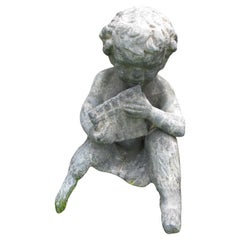 Pair of Early 20th Century Lead Zinc Putti Garden Figures