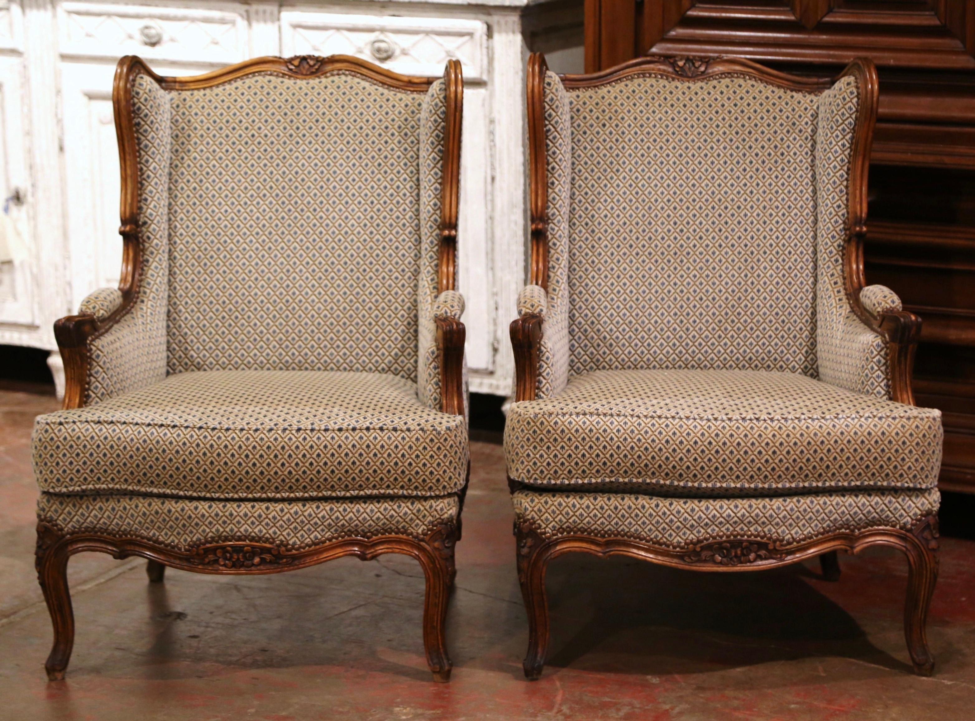 Complete a living room with this elegant pair of antique armchairs. Crafted in Provence, southern France, circa 1920, each 