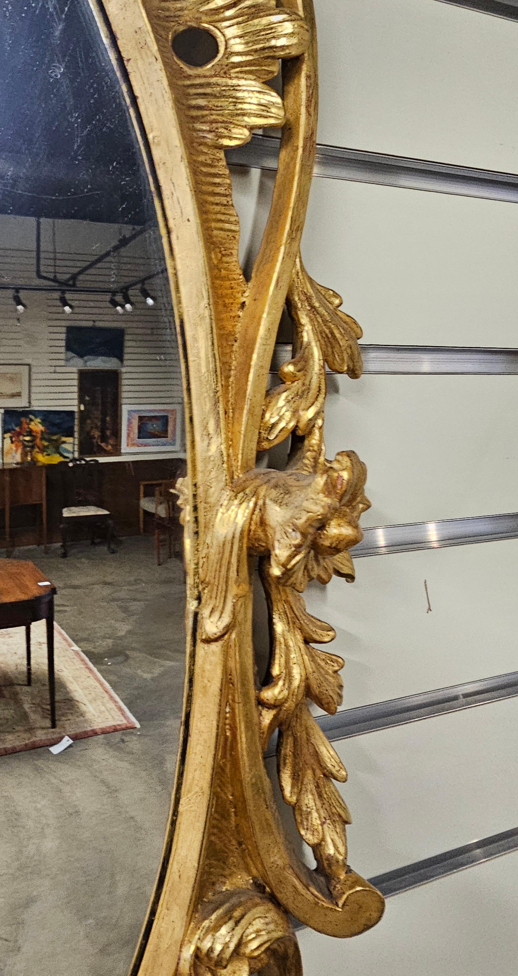 Pair of Early 20th Century Louis XV Style Carved Gilt Wood Frame Oval Mirrors For Sale 3