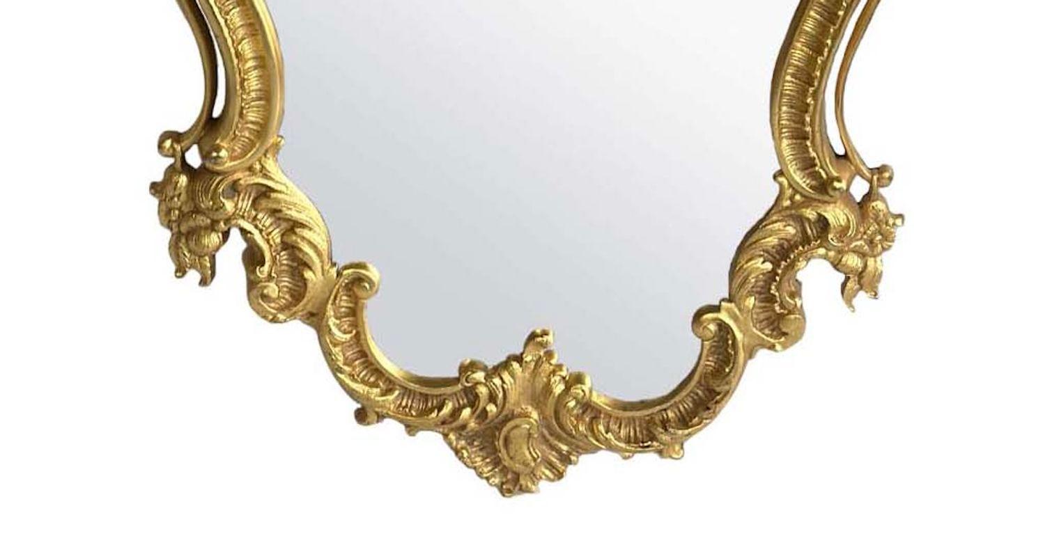 French Pair of Early 20th Century Louis XV Style D'ore Bronze Mirrors For Sale