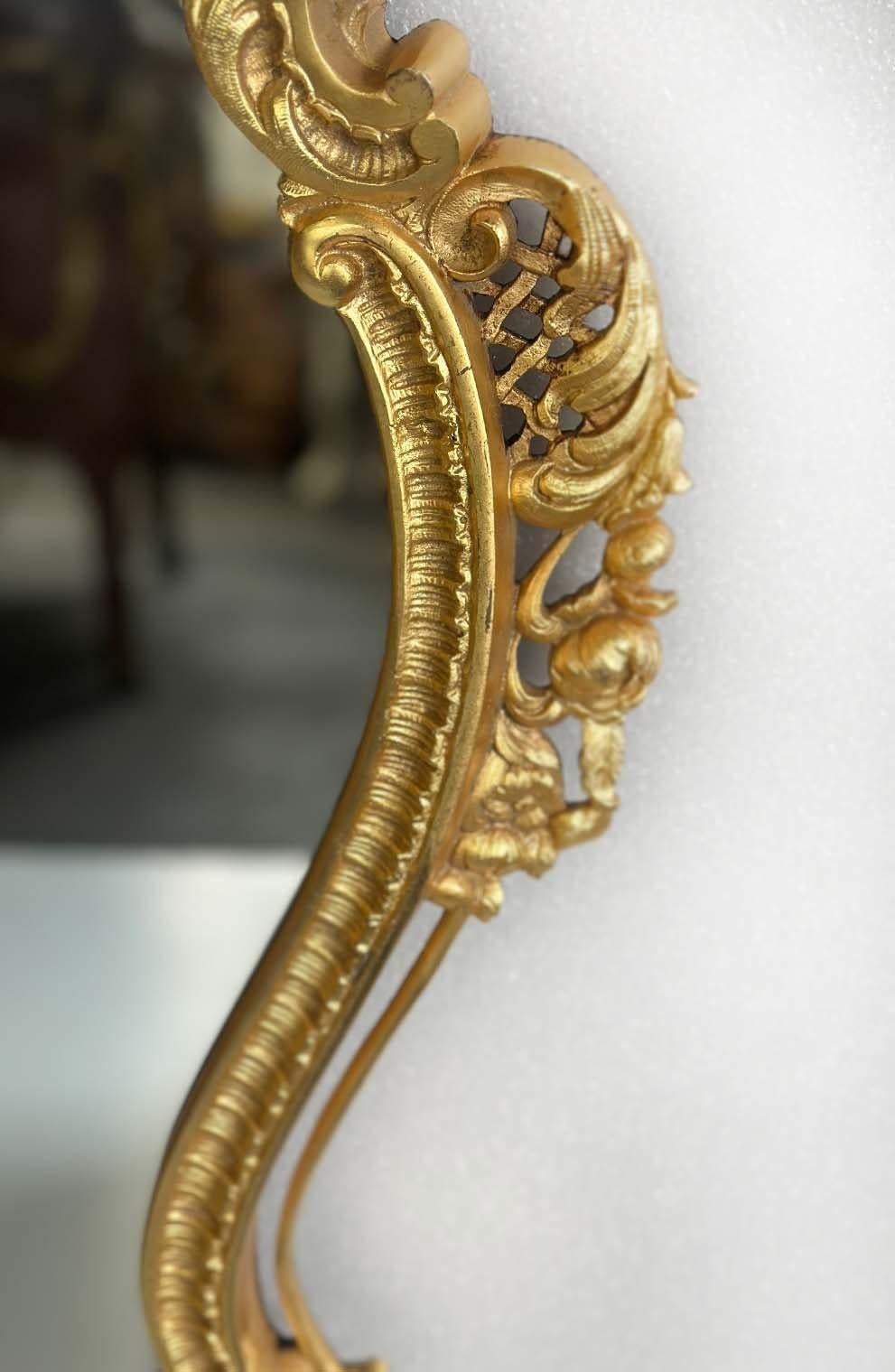 Pair of Early 20th Century Louis XV Style D'ore Bronze Mirrors For Sale 1