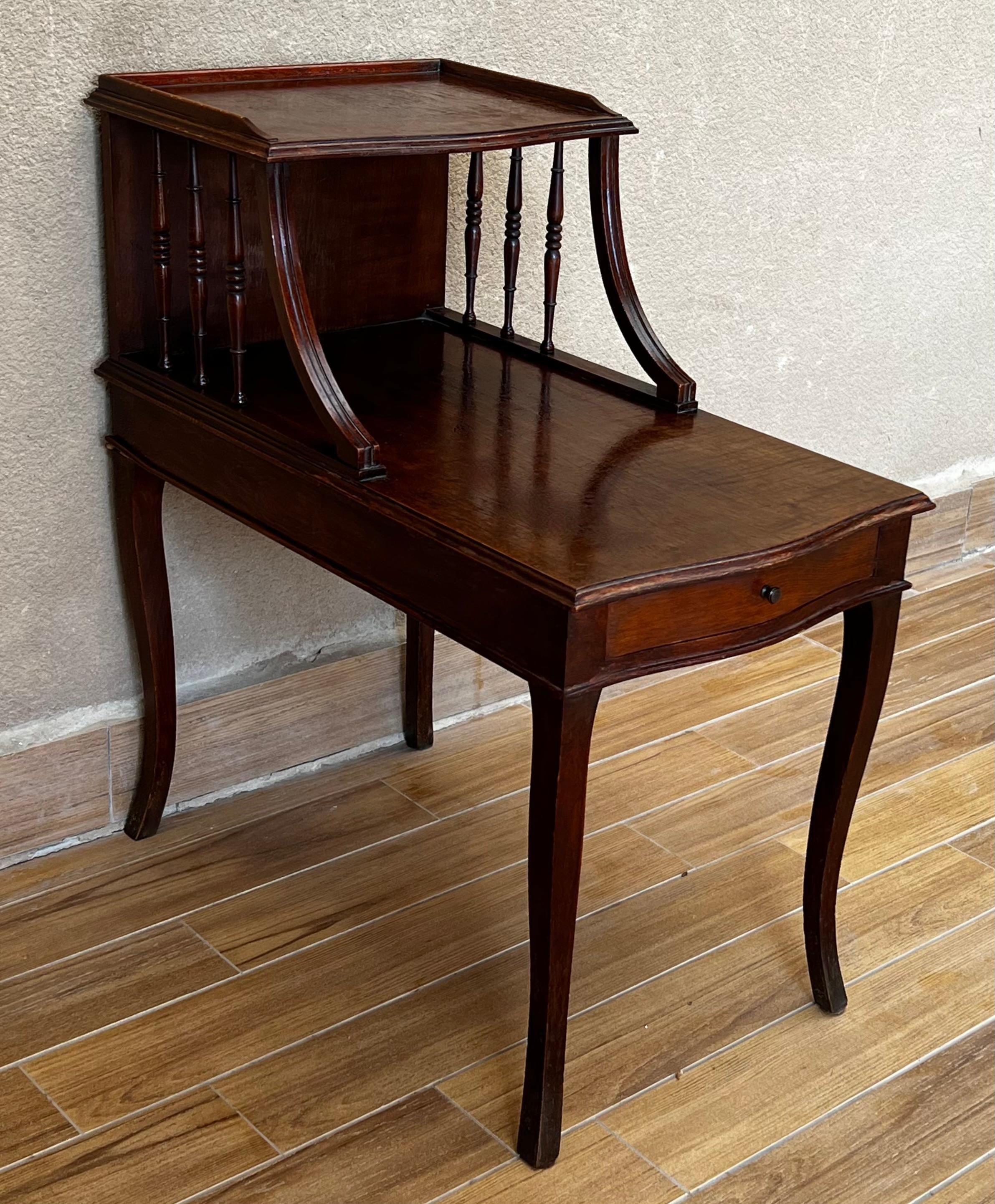 Pair of Early 20th Century Louis XV Two Tier Walnut Nightstands Bedside Tables For Sale 5