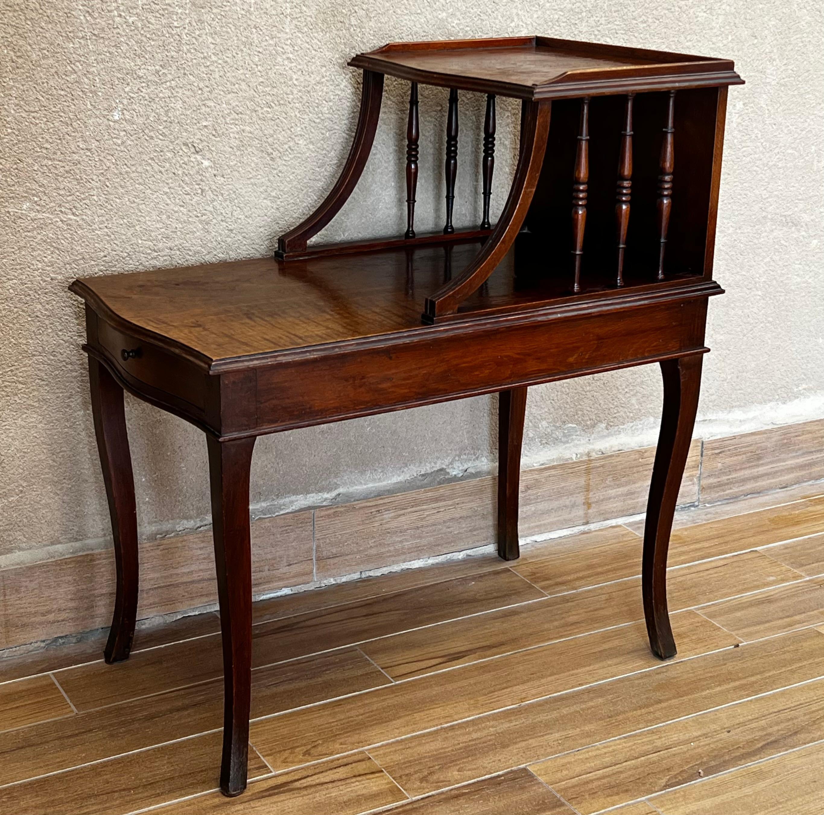 Pair of Early 20th Century Louis XV Two Tier Walnut Nightstands Bedside Tables For Sale 7