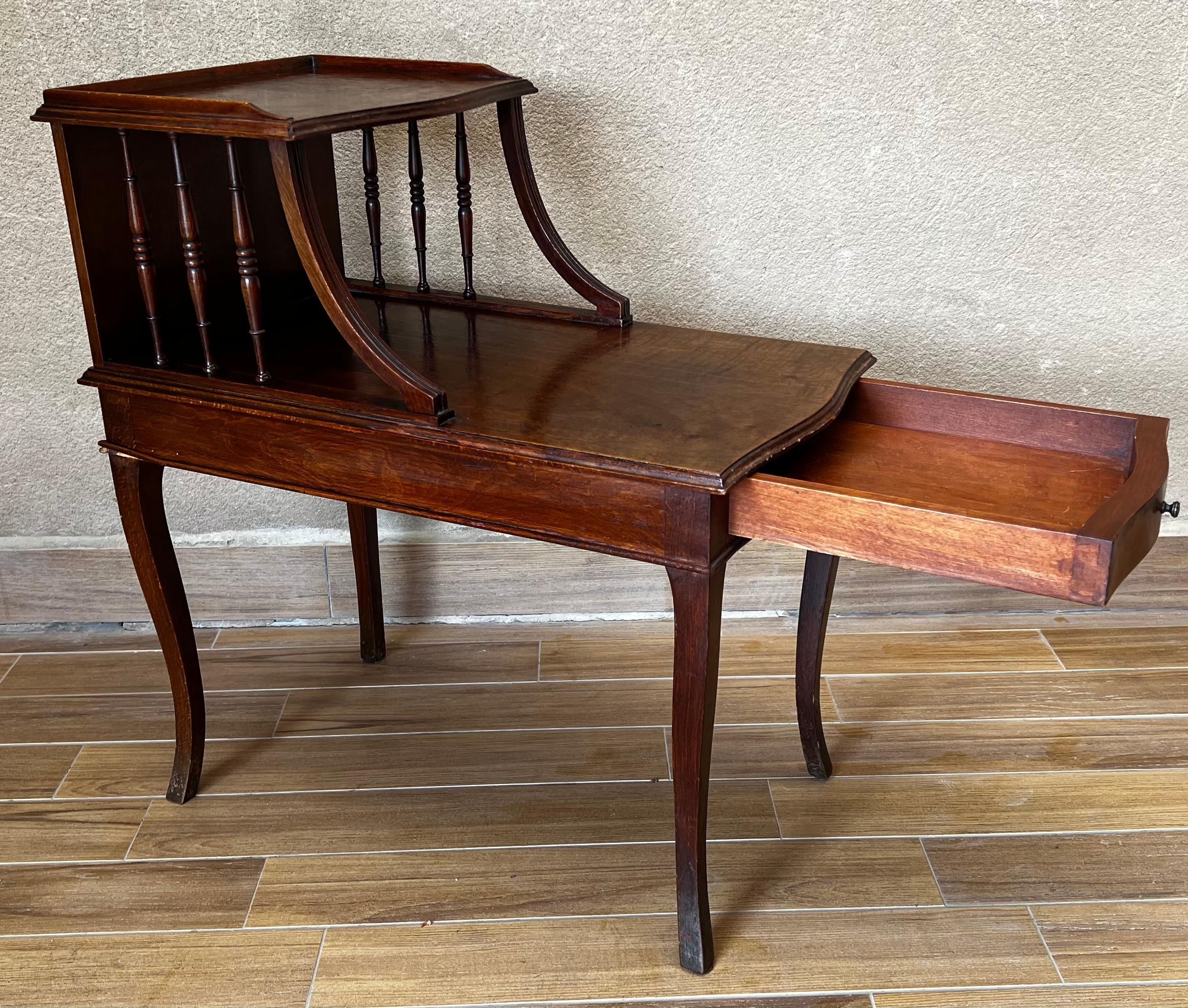 Pair of Early 20th Century Louis XV Two Tier Walnut Nightstands Bedside Tables For Sale 1