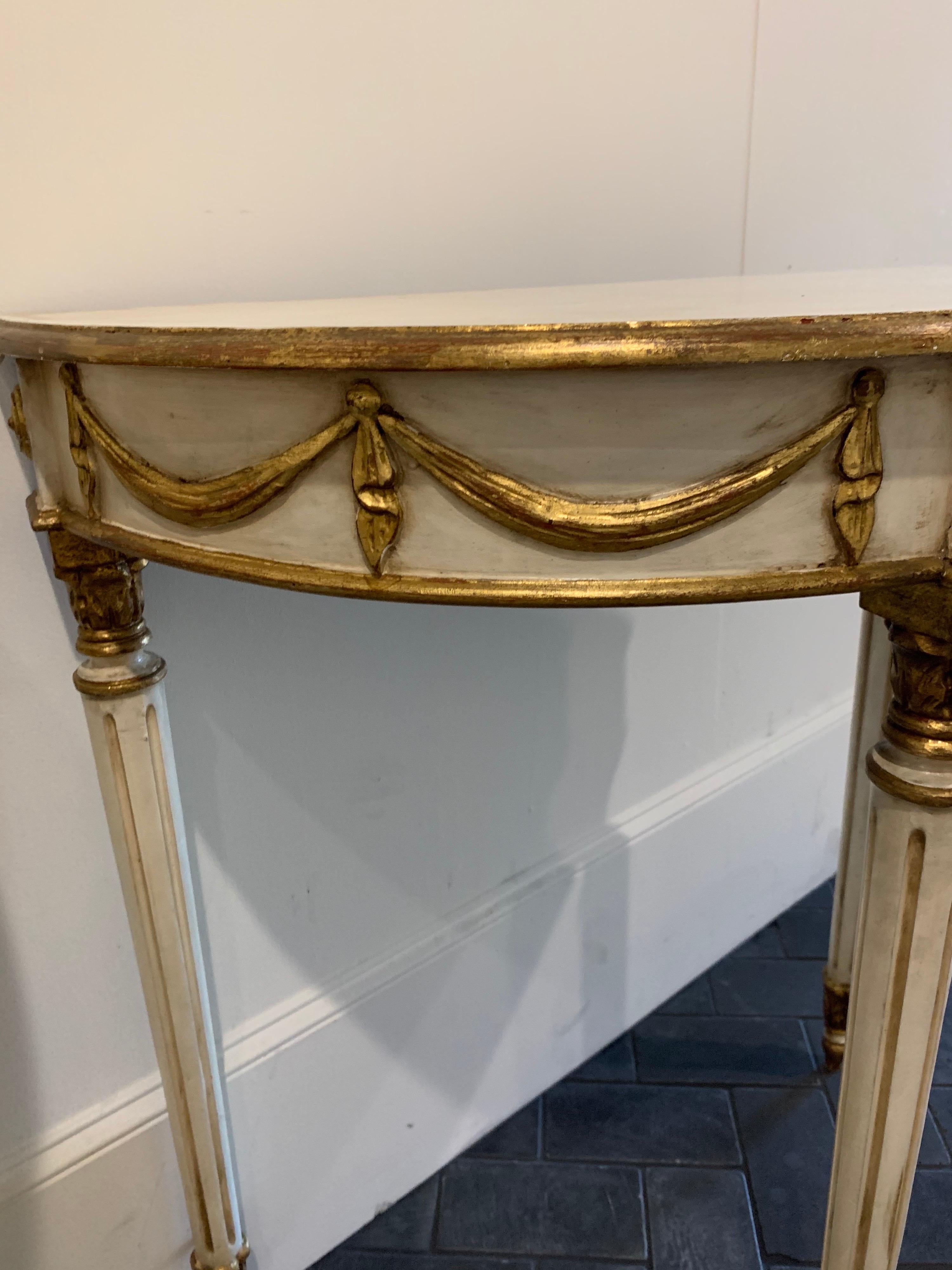 Painted Pair of Early 20th Century Louis XVI Style Parcel-Gilt Side Tables