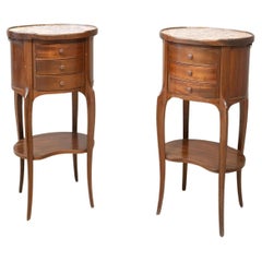 Vintage Pair of Early 20th century Mahogany and marble bedside tables