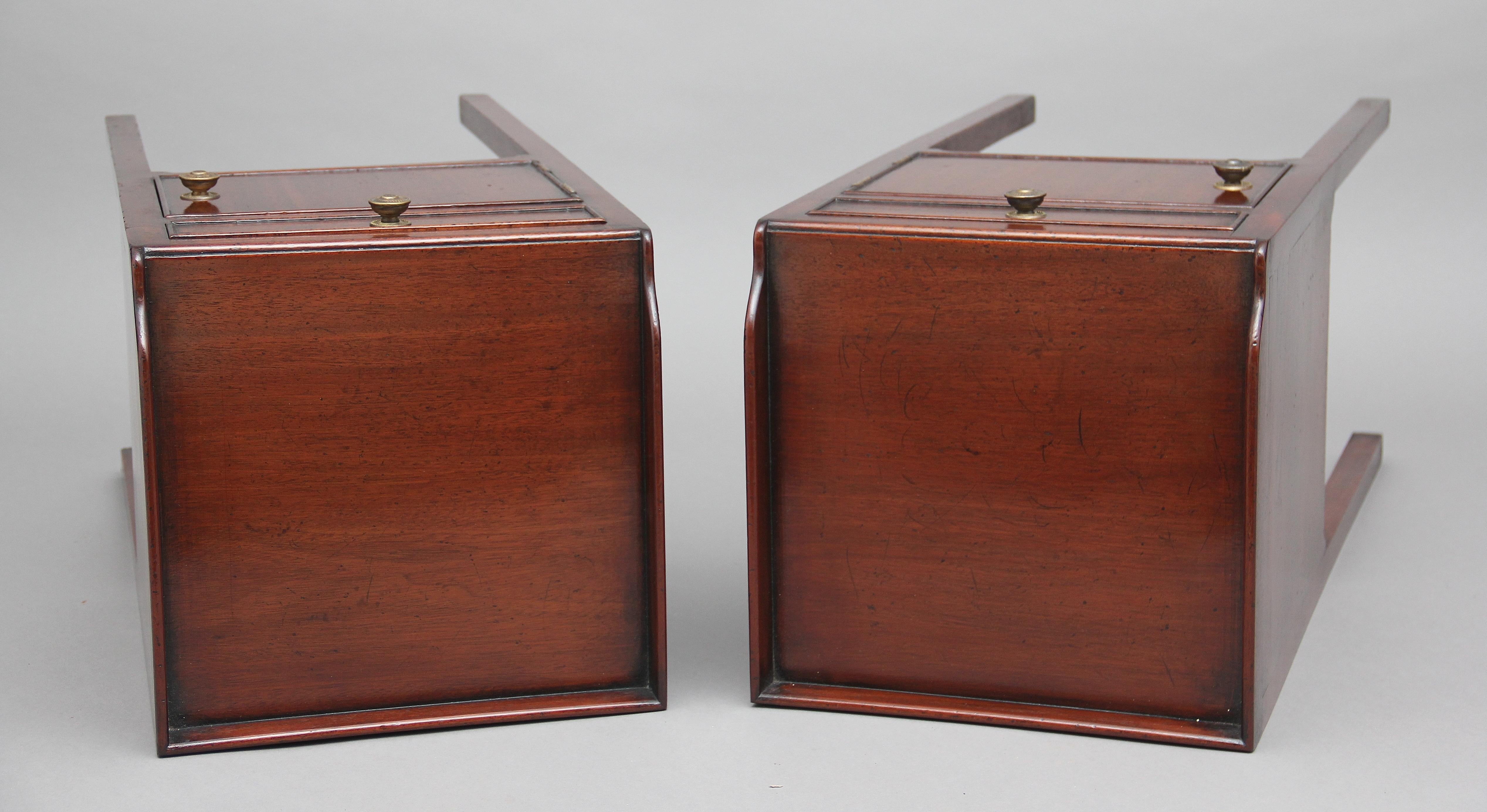 English Pair of Early 20th Century Mahogany Bedside Cupboards