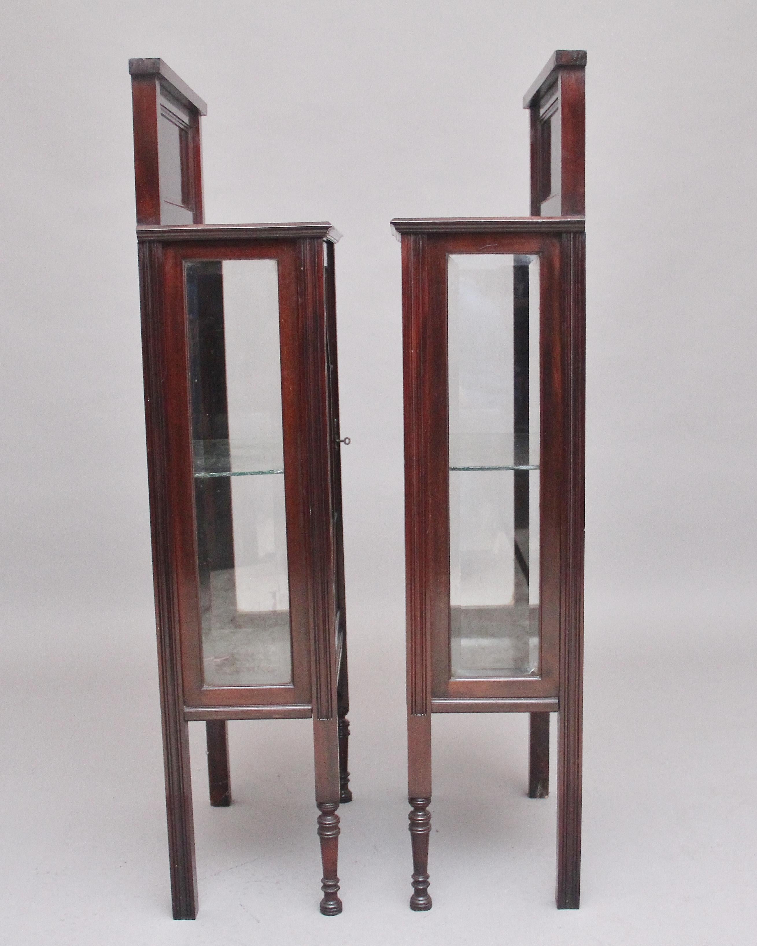 British Pair of Early 20th Century Mahogany Display Cabinets For Sale