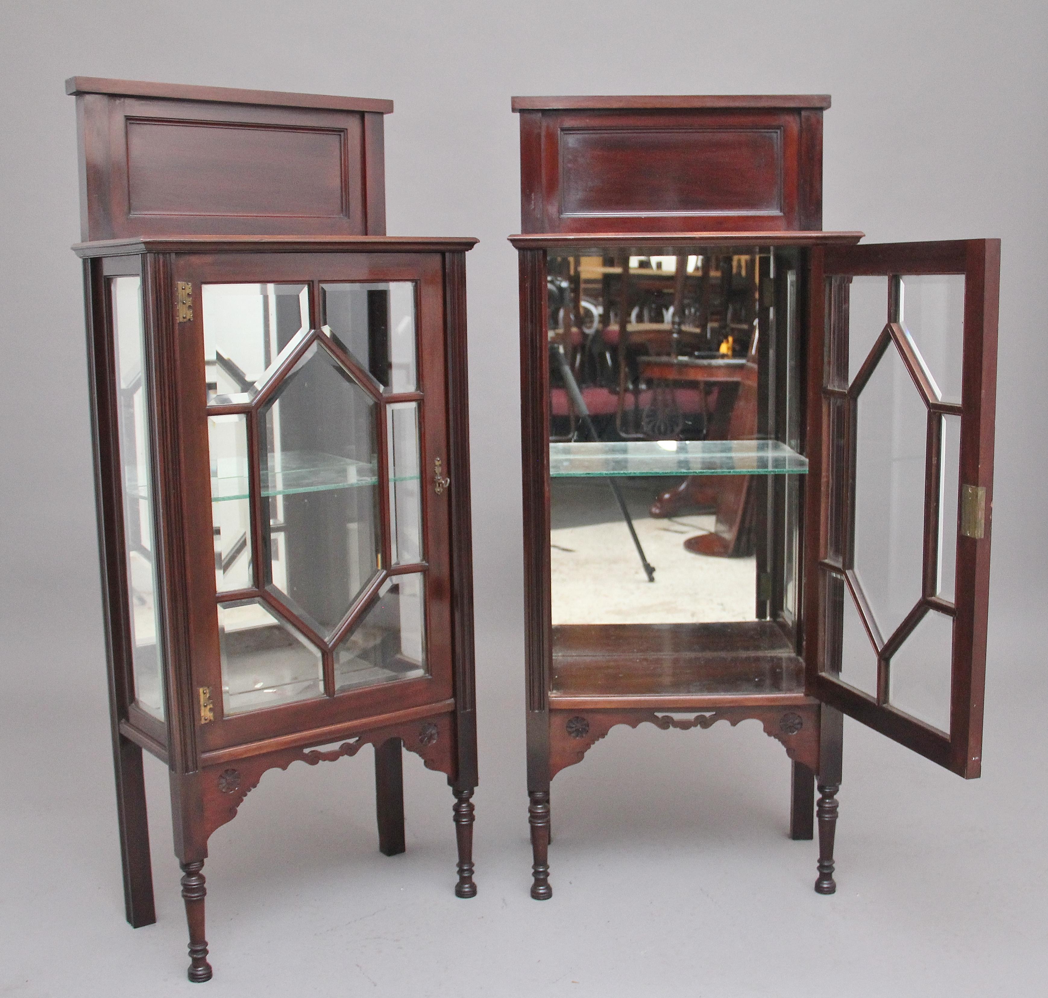 Pair of Early 20th Century Mahogany Display Cabinets For Sale 2