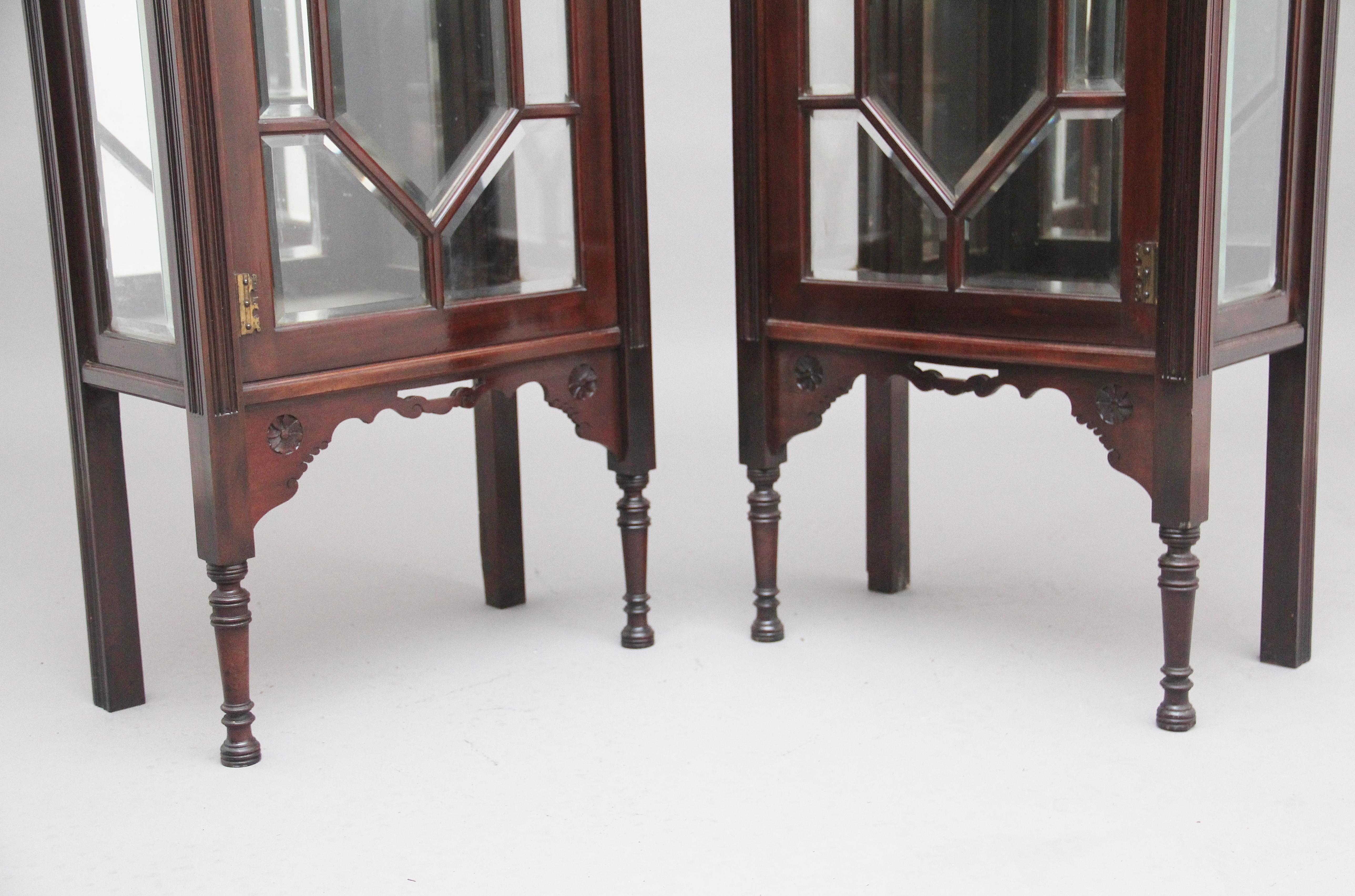 Pair of Early 20th Century Mahogany Display Cabinets For Sale 4