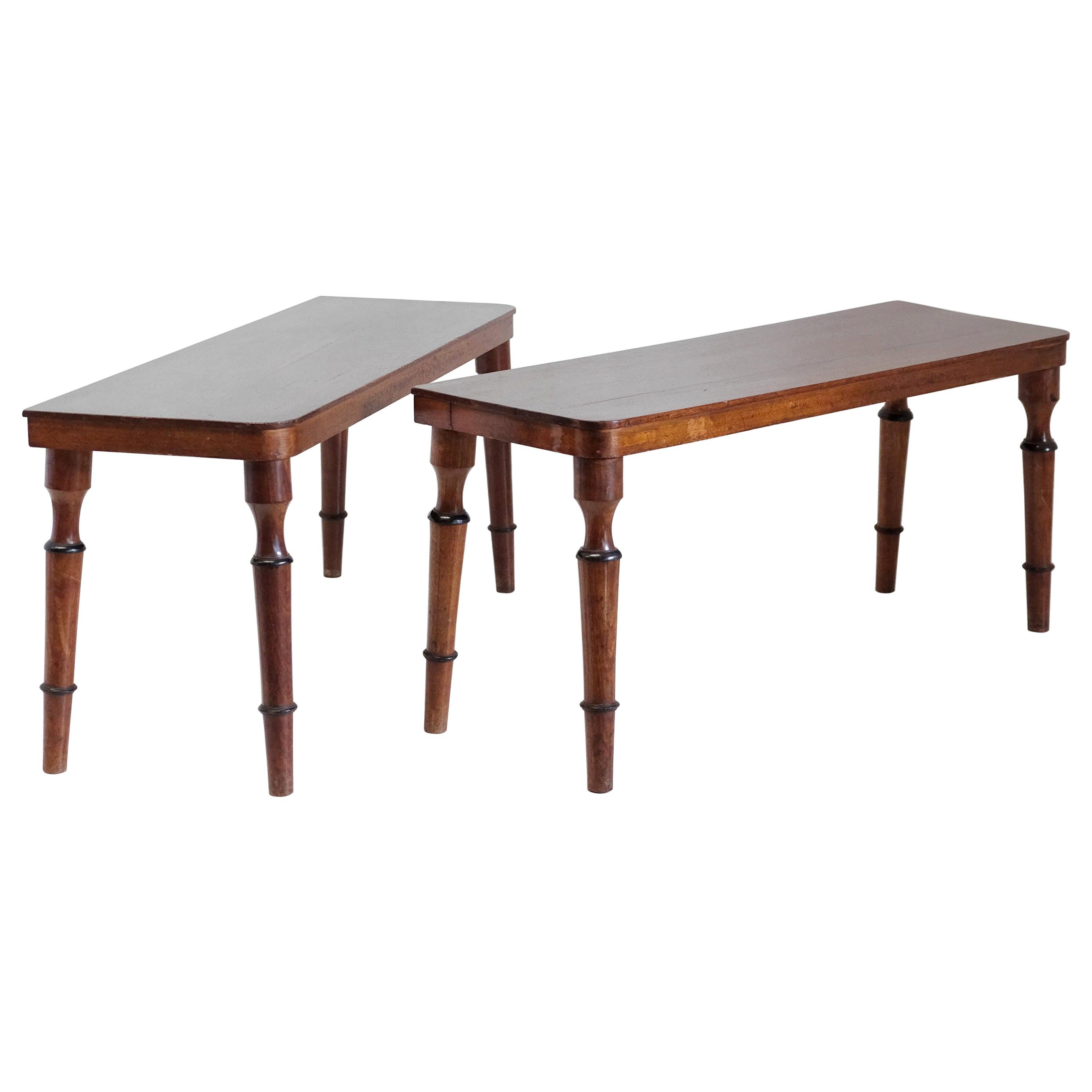 Pair of Early 20th Century Mahogany Hall or Window Benches, Stools, English For Sale