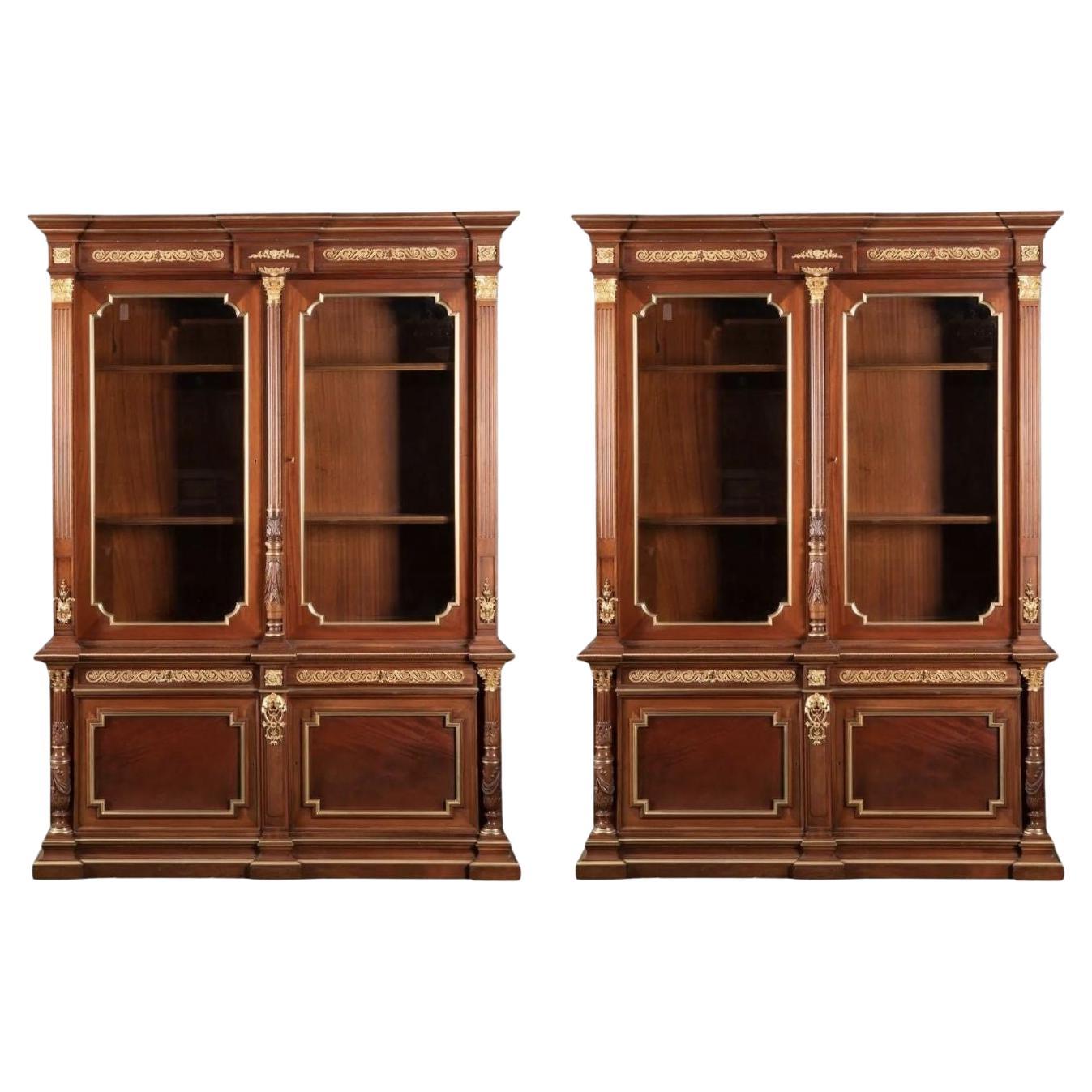 Pair of Early 20th Century Mahogany Russian Bibliotheques For Sale