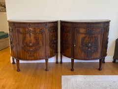 Pair of Early 20th Century Neoclassical Mahogany Demilune Cabinets
