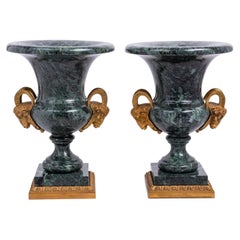 Pair of Early 20th Century Neoclassical Style Marble Urns