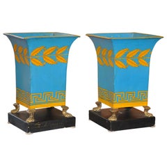 Pair of Early 20th Century Neoclassical Tole Planters