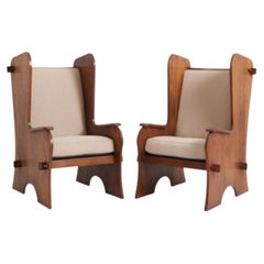 Pair of Early 20th Century Oak Armchairs