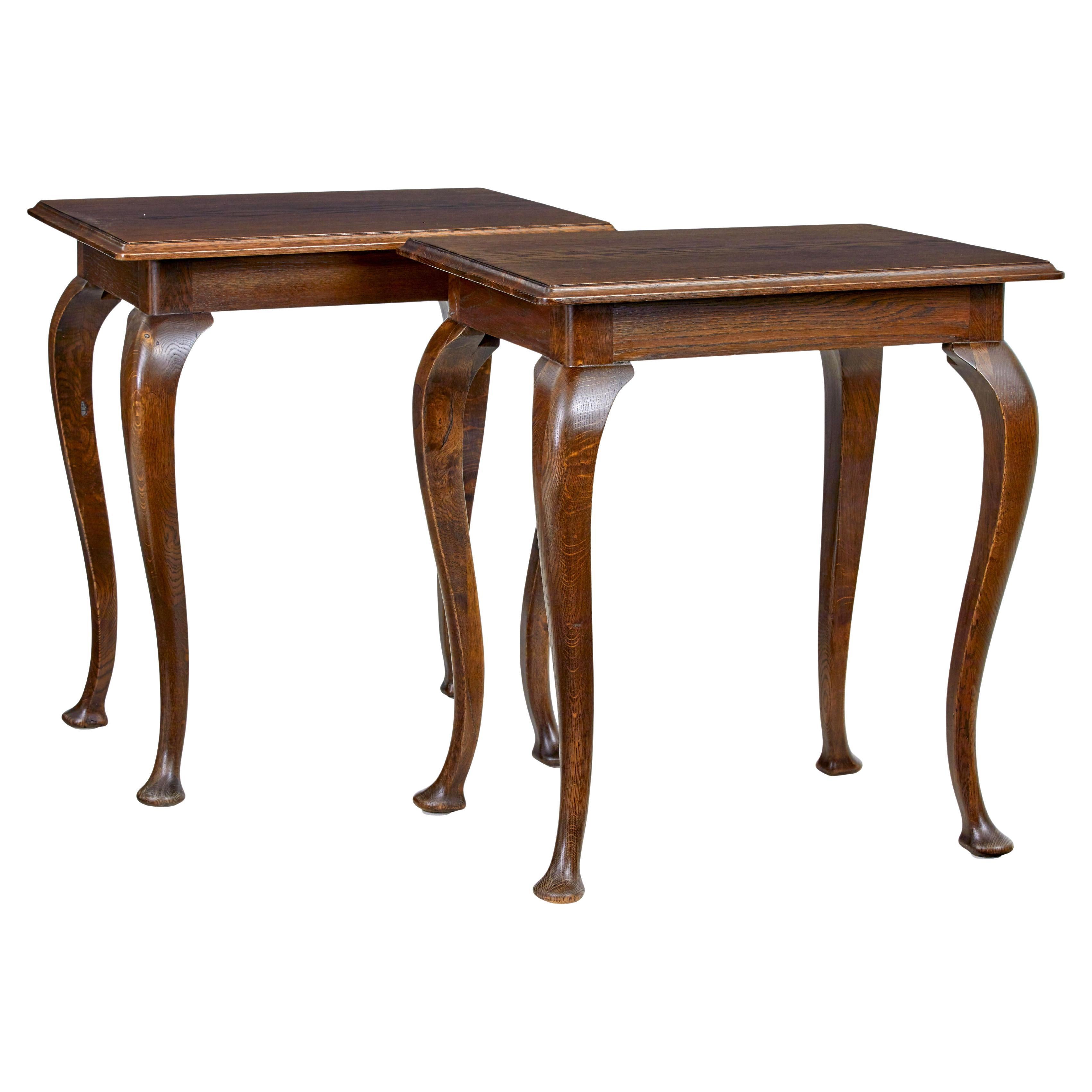 Pair of early 20th century oak side tables For Sale