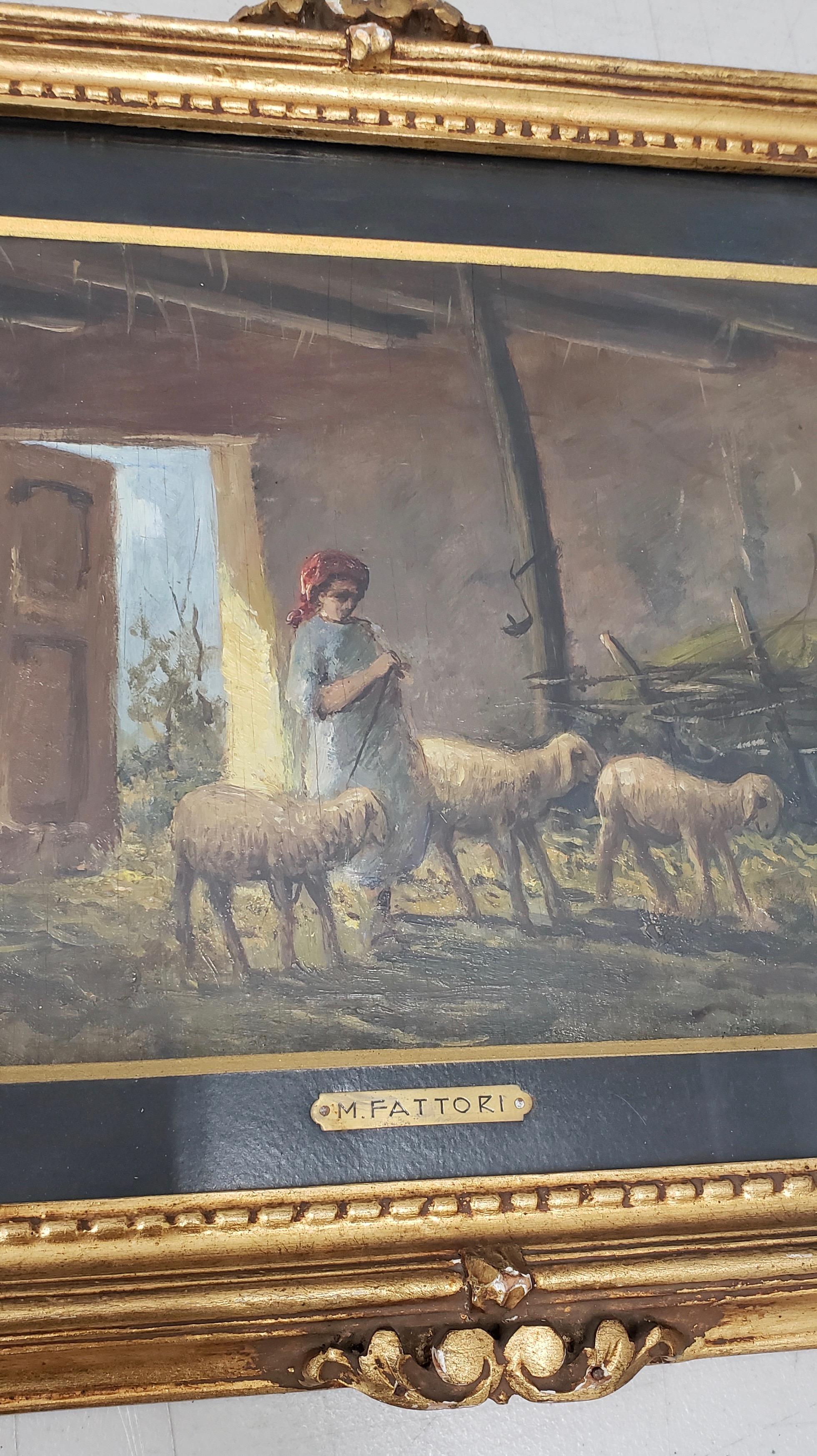 Pareja de óleos de mediados del siglo XX de Mario Fattori, hacia la década de 1950 Pintado a mano en venta
