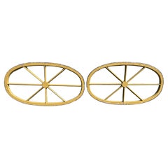 Pair of Early 20th Century Oval Painted Wooden Mullioned Windows