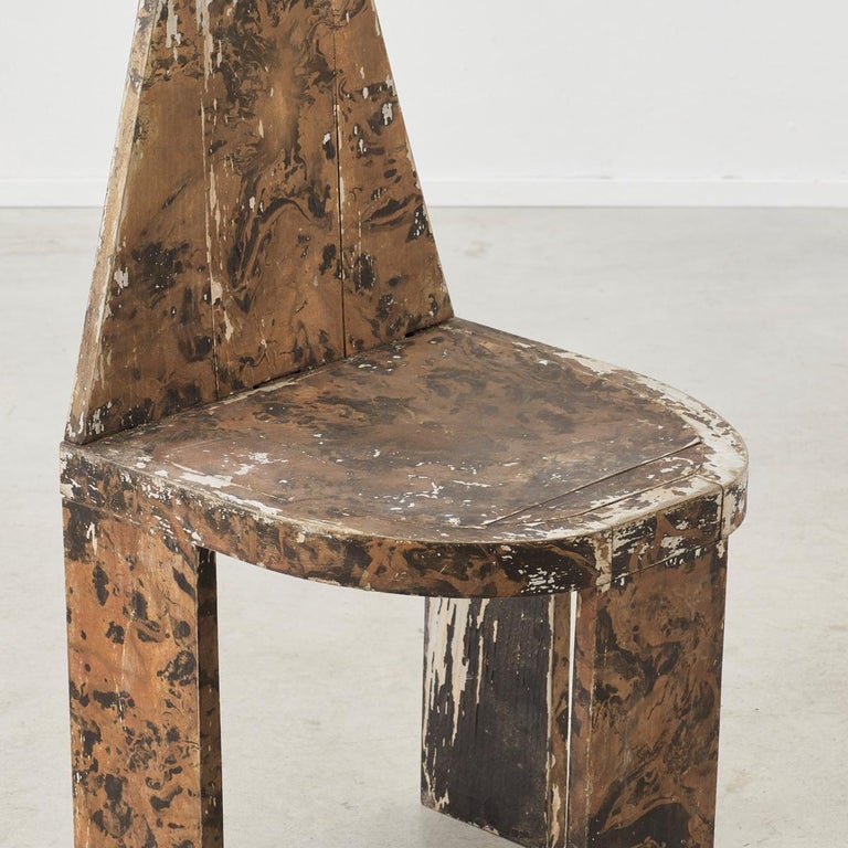 Pair of Early 20th Century Painted and Distressed Wooden Chairs at 1stDibs