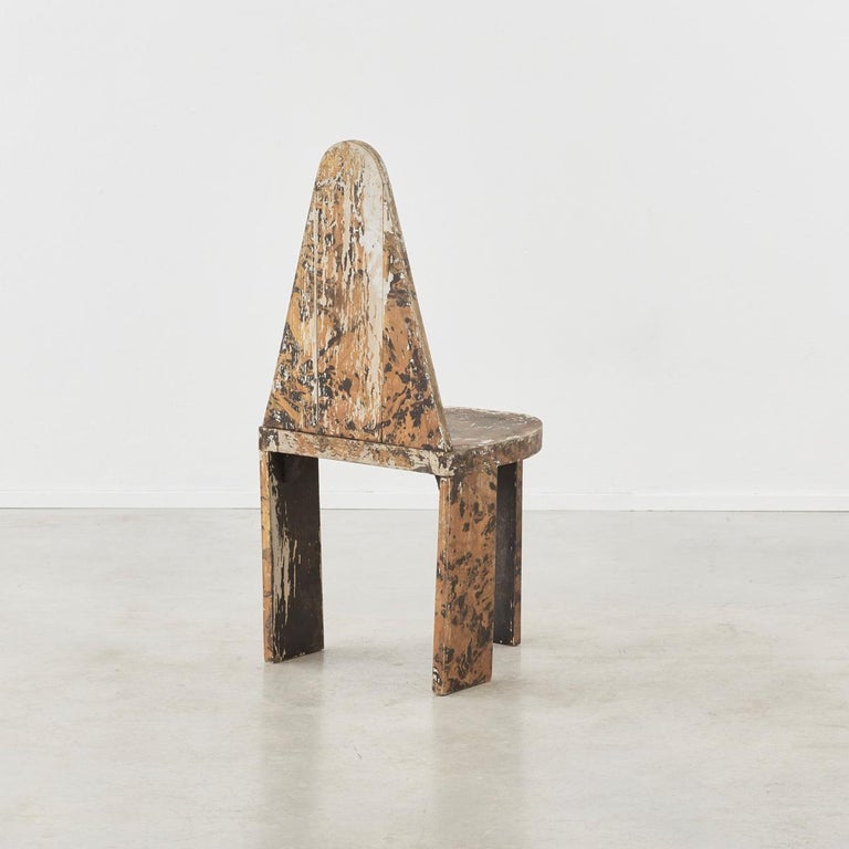 Pair of Early 20th Century Painted and Distressed Wooden Chairs at 1stDibs