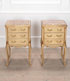Pair of Early 20th Century Painted and Gilded Bedside Cabinets