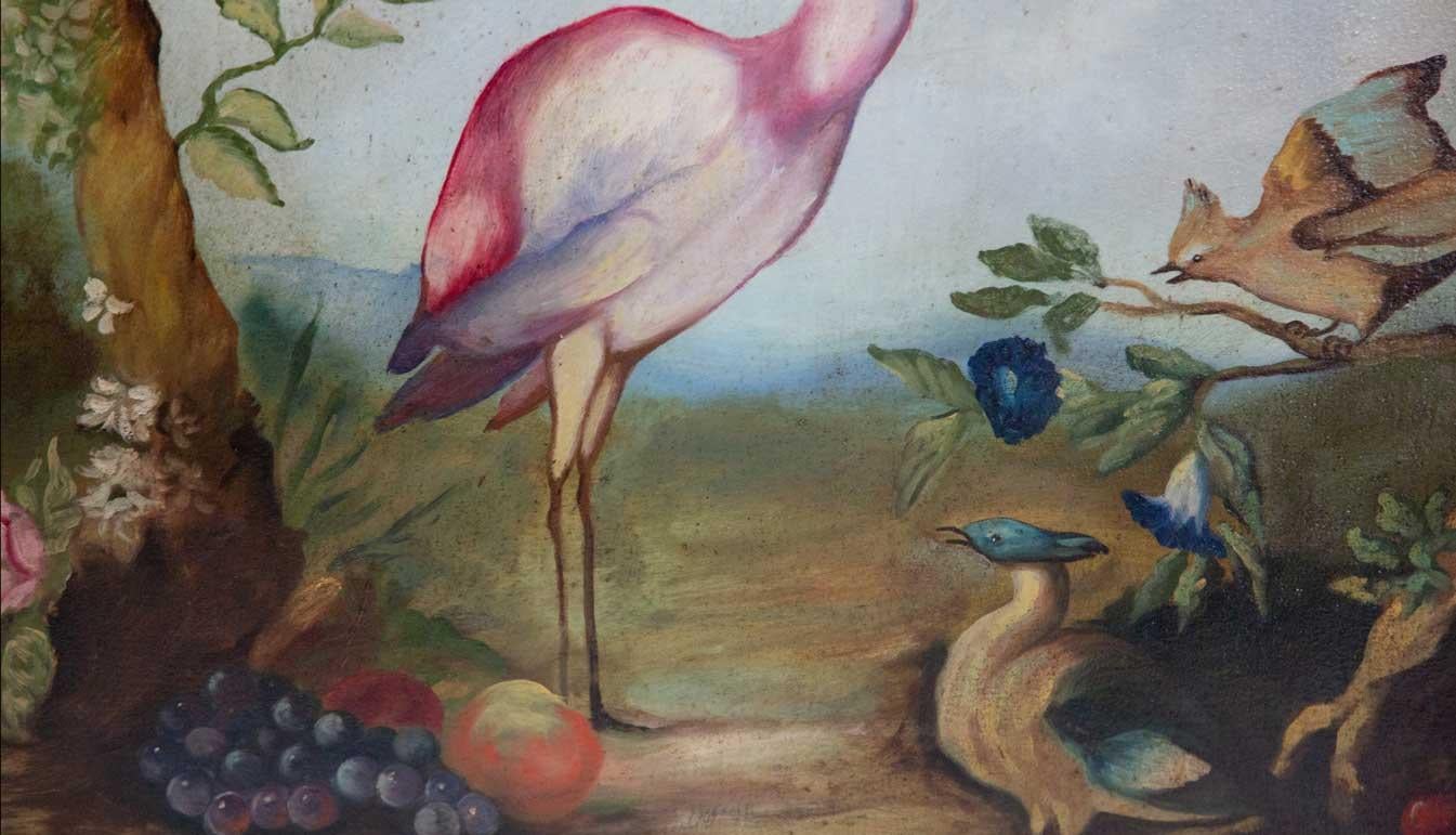 Pair of Early 20th Century Painted Birds and Fruits on Canvas 9