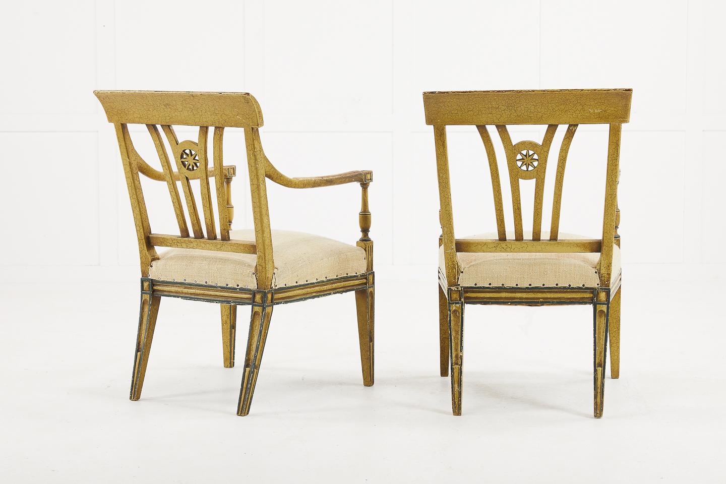 French Pair of Early 20th Century Painted Chairs