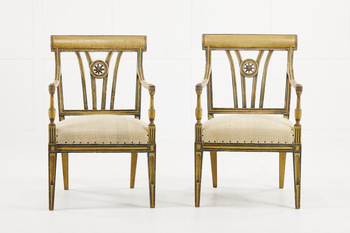 Pair of Early 20th Century Painted Chairs In Good Condition In Gloucestershire, GB