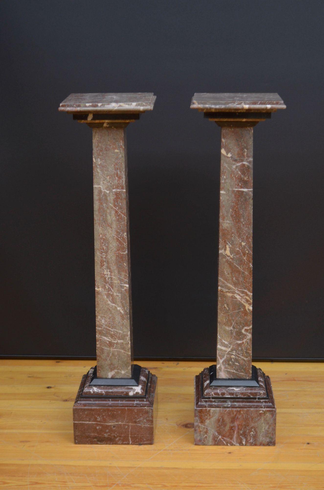 Marble Pair Of Early 20th Century Pedestal Columns For Sale