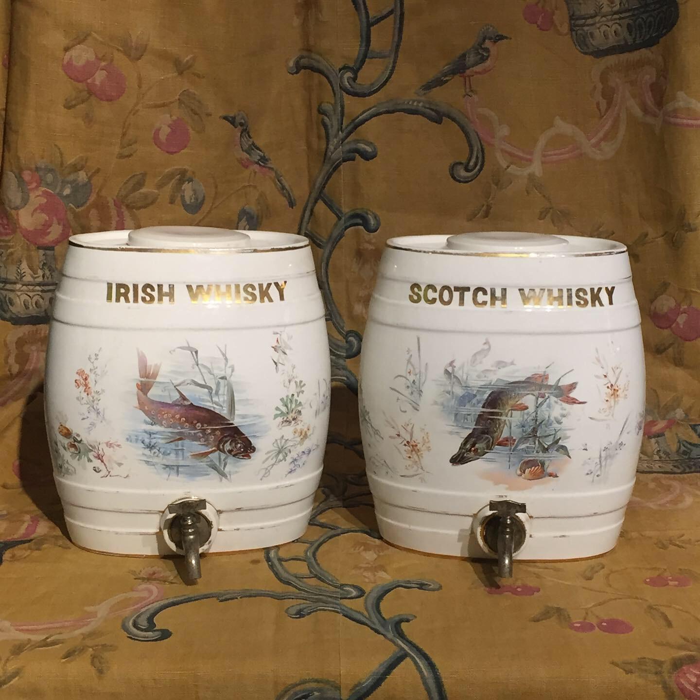 Pair of Early 20th Century Pottery Whisky Barrels with Original Lids and Taps For Sale 8