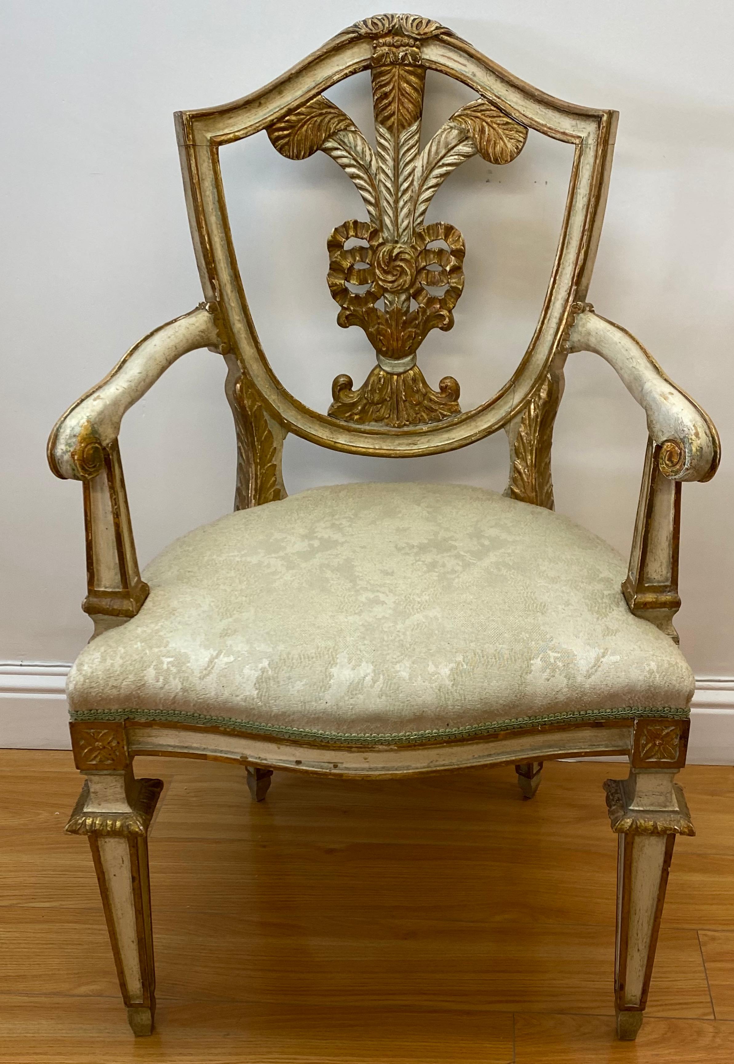 Hand-Carved Pair of Early 20th Century Prince of Wales Style Arm Chairs For Sale