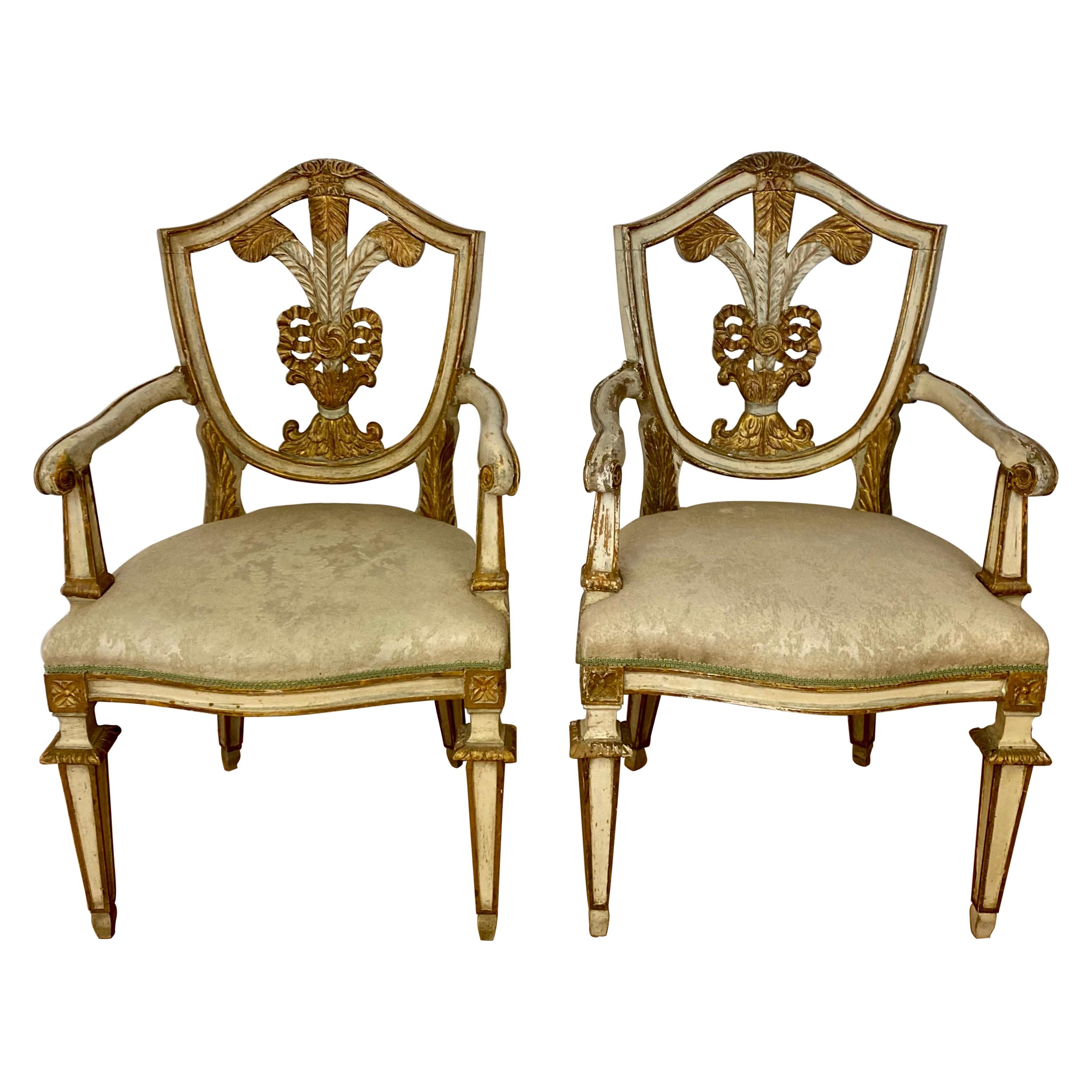 Pair of Early 20th Century Prince of Wales Style Arm Chairs For Sale