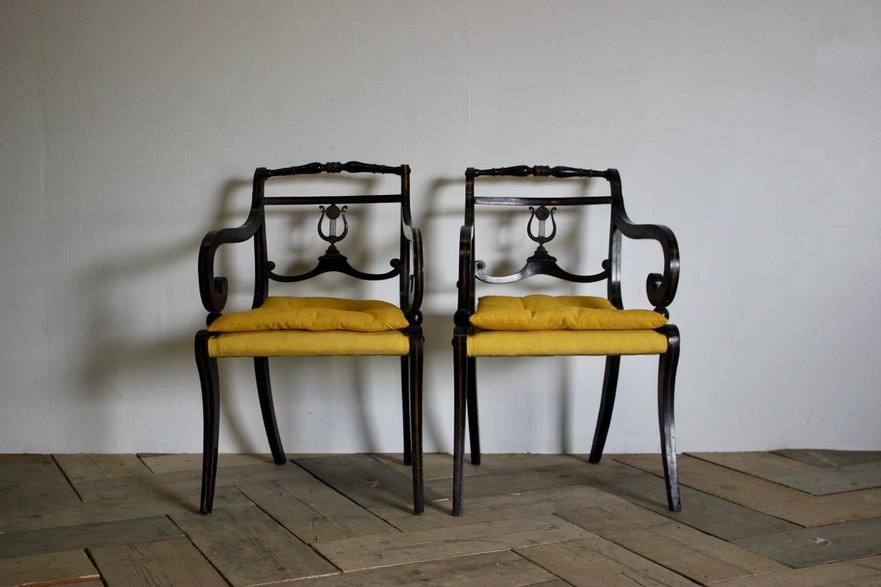 Spanish Pair of Early 20th Century Regency Armchairs