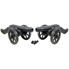 Pair of Early 20th Century Replica Cast Iron Cannons