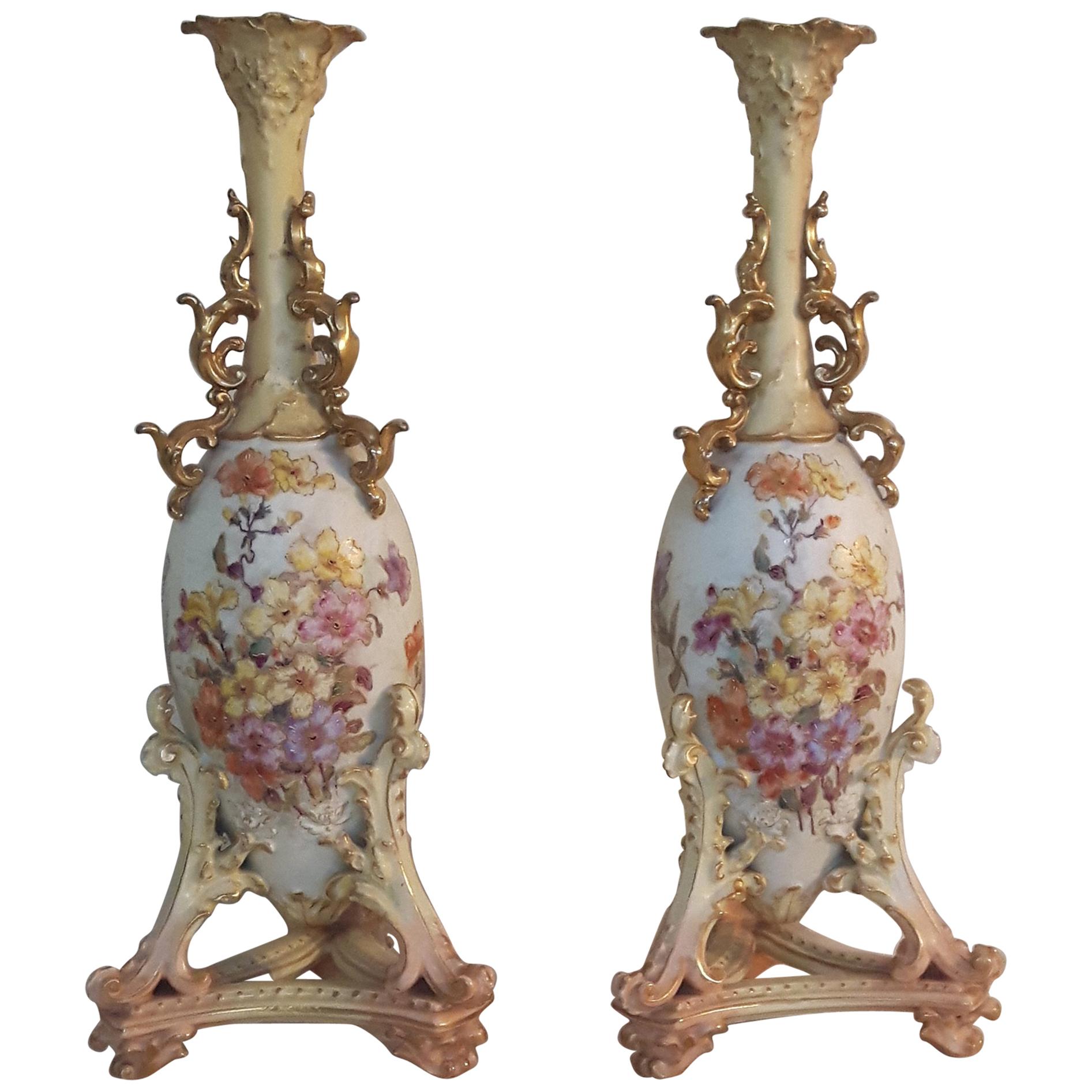 Pair of Early 20th Century Rudolfstadt Vases For Sale