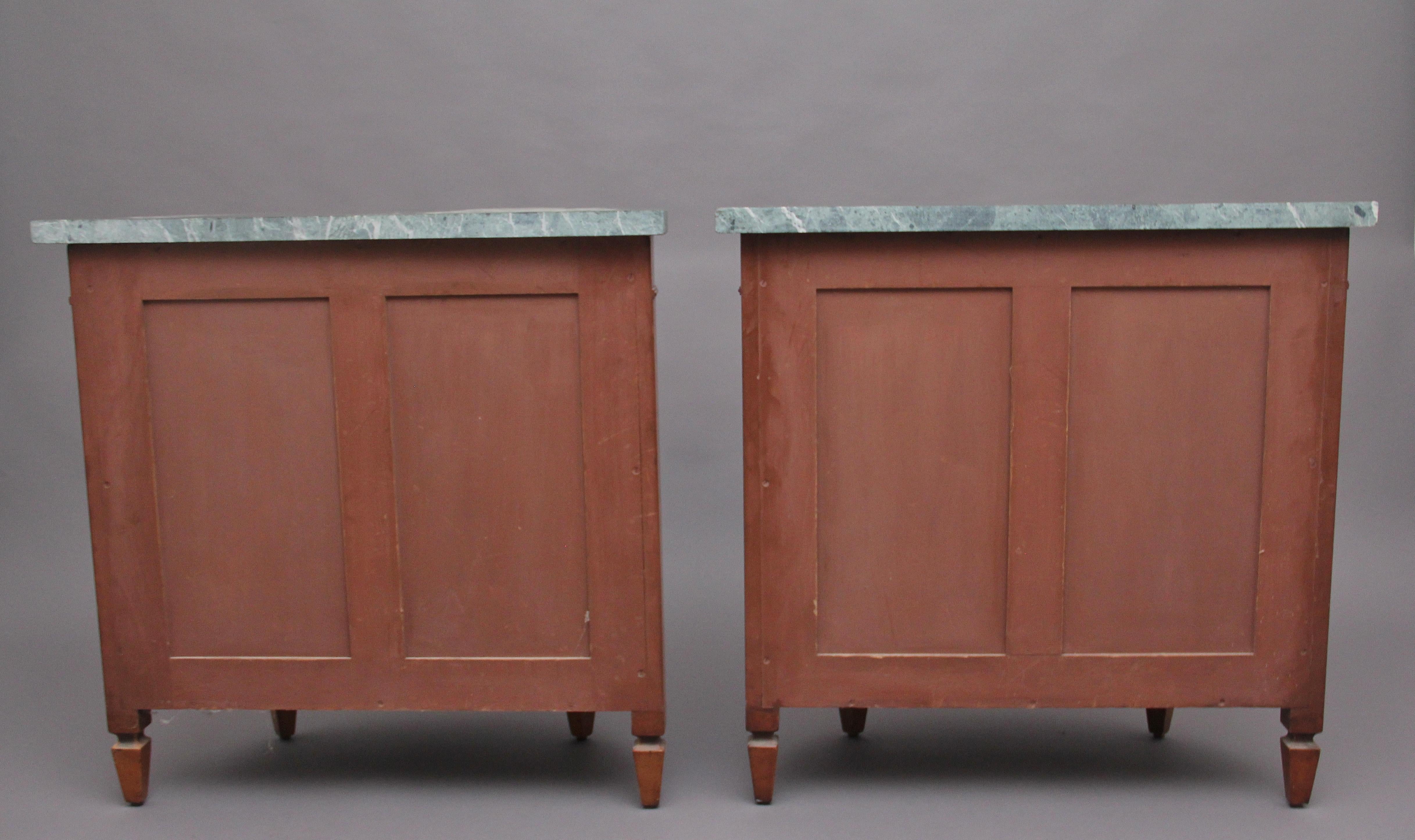 Pair of Early 20th Century Satinwood and Painted Demi Lune Cabinets For Sale 4